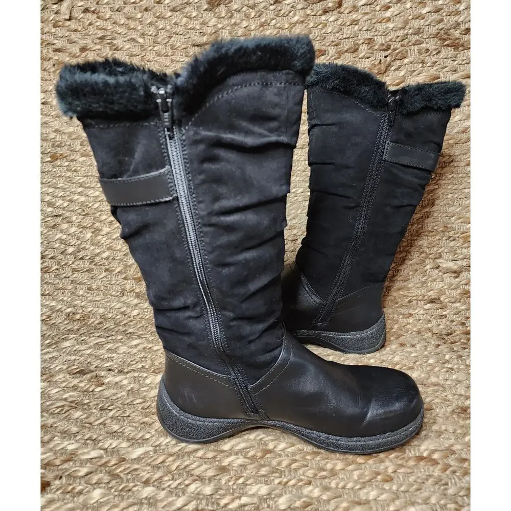Kim Rogers Black Boots Faux Fur Riding Biker Mid Calf Equestrian Size 8 M